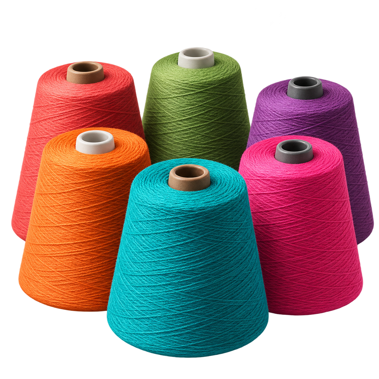 Colorful yarn cones